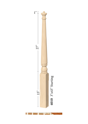 Over the Post Starting Newel 4010 - dimensions