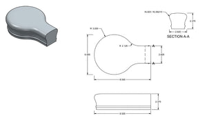 Custom Wide One Open Cap for 6210 Handrail Profile