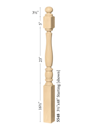 Utah Post to Post Starting Newel 5548 - Plain dimensions