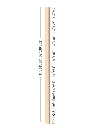 Contemporary S4S Baluster with Dowel 5061 - dimensions