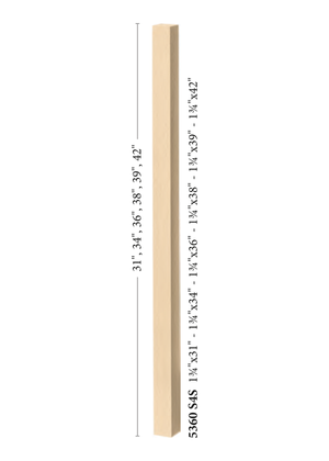 Contemporary S4S Baluster 5360 - dimensions