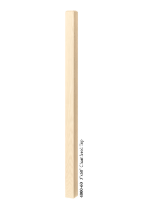 Contemporary Post to Post Chamfered Top Newel 4000 - Plain dimensions