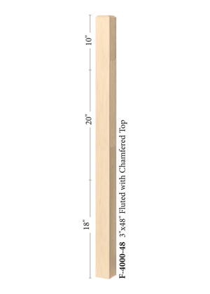 Contemporary Post to Post Chamfered Top Newel 4000 - Fluted dimensions