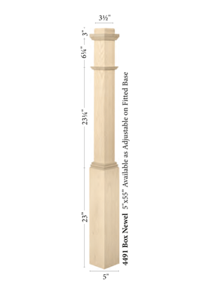 Box Newel Post 4491 - Standard dimensions