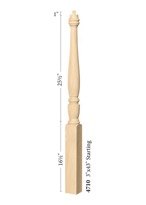 Over the Post Starting Newel 4710 - Plain dimensions