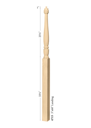 Over the Post Landing Newel 4715 - Plain dimensions