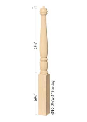 Over the Post Starting Newel 4510 - Plain dimensions