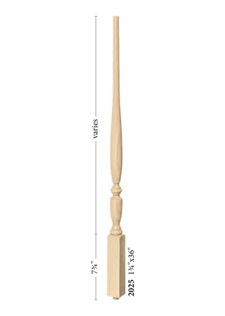 Pin Top Baluster 2025 - Plain dimensions