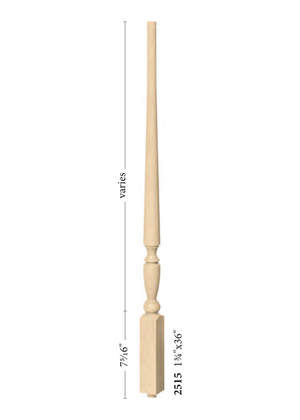 Pin Top Baluster 2515 - Plain dimensions