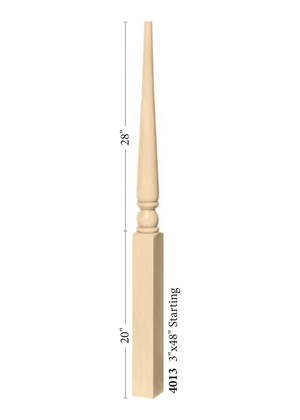 Over the Post Starting Newel 4013 - Plain dimensions