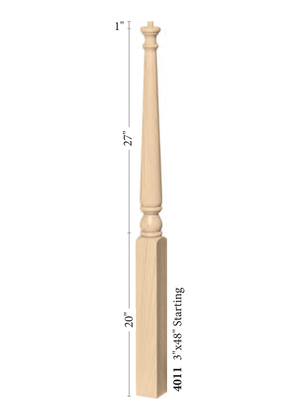 Over the Post Starting Newel 4011-3.25 - Plain dimensions