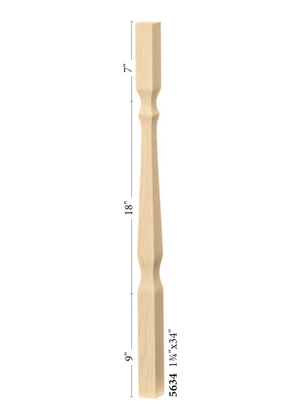 Mission Elegant Rise Square Top Baluster 5634 - dimensions