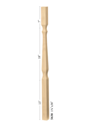 Mission Elegant Rise Square Top Baluster 5634 - dimensions