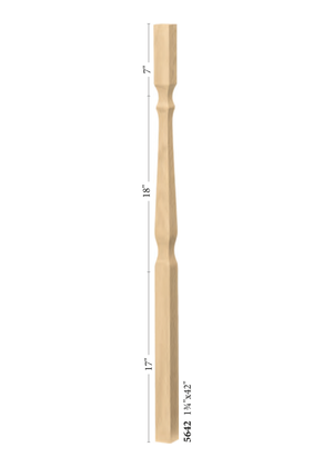 Mission Elegant Rise Square Top Baluster 5634 - dimensions