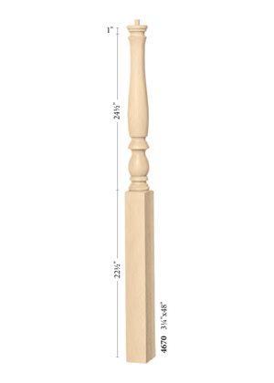 Over the Post Starting Newel 4670 - Plain dimensions