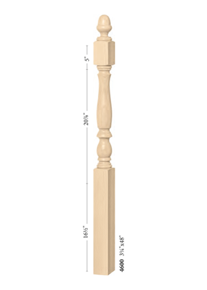 Post to Post Starting Newel 4600 - Plain dimensions