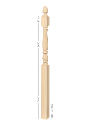 Post to Post Starting Newel 4600 - Plain dimensions