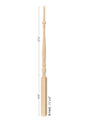 Elegant Rise Pin Top Baluster 5434 - Reeded dimensions