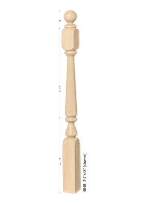 Post to Post Starting Newel 4840 - Plain dimensions
