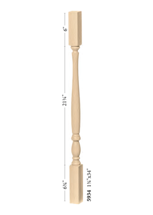 Elegant Rise Square Top Baluster 5934 - Plain dimensions