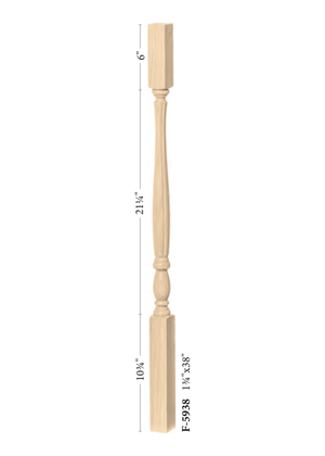 Elegant Rise Square Top Baluster 5934 - Fluted dimensions