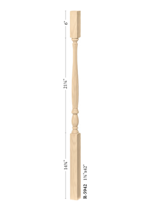 Elegant Rise Square Top Baluster 5934 - Reeded dimensions