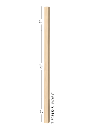 Elegant Rise Square Baluster 5034 - Fluted dimensions