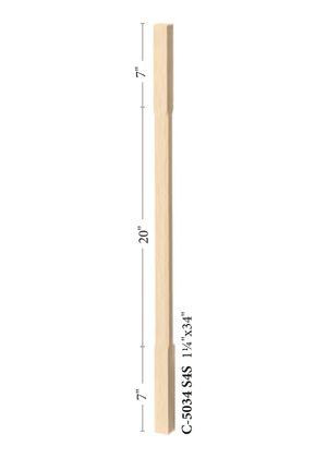 Elegant Rise Square Baluster 5034 - Chamfered dimensions