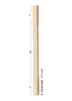 Elegant Rise Square Baluster 5334 - Chamfered dimensions