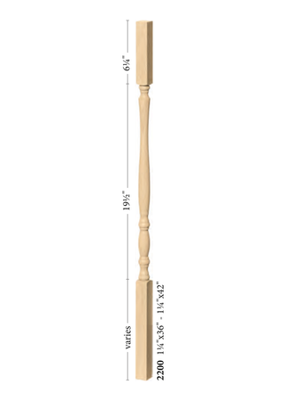 Utah Structural Rise Square Top Baluster 2200 - Plain dimensions