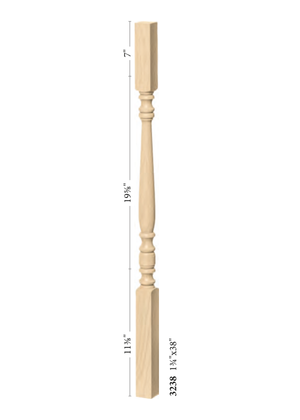 Hampton Elegant Rise Square Top Baluster 3234 - Plain dimensions