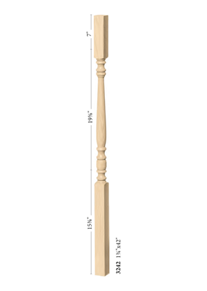 Hampton Elegant Rise Square Top Baluster 3234 - Plain dimensions