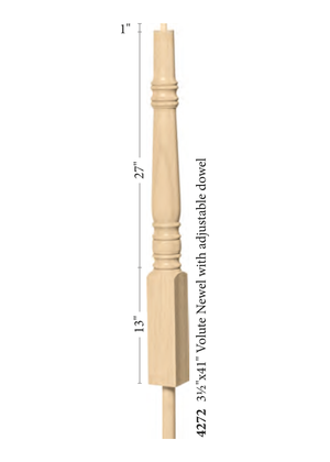 Hampton Over the Post Turnout Newel 4272 - Plain dimensions