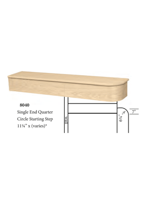 Single Bull Nose Quarter Circle 8040 - dimensions