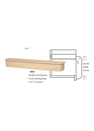 Double Bull Nose Quarter Circle 8060 - dimensions