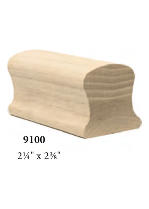 Handrail 9100 - Solid (Non-Plowed for Pin Top Balusters) dimensions