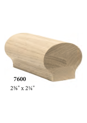 Handrail 7600 - Solid (Non-Plowed for Pin Top Balusters) dimensions