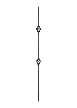 Iron Baluster Double Basket with Hammered Edge 9028-HE