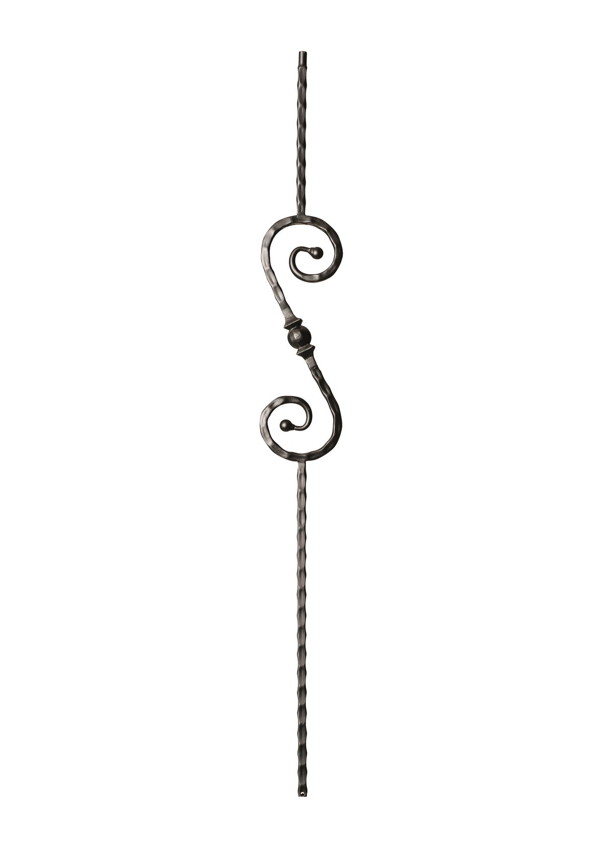 Iron Baluster 5" X 14.5" S Scroll and Ball w/ Hammered Face 9034-HF