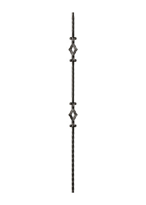 Iron Baluster Double Diamond with Hammered Face 9041-HF