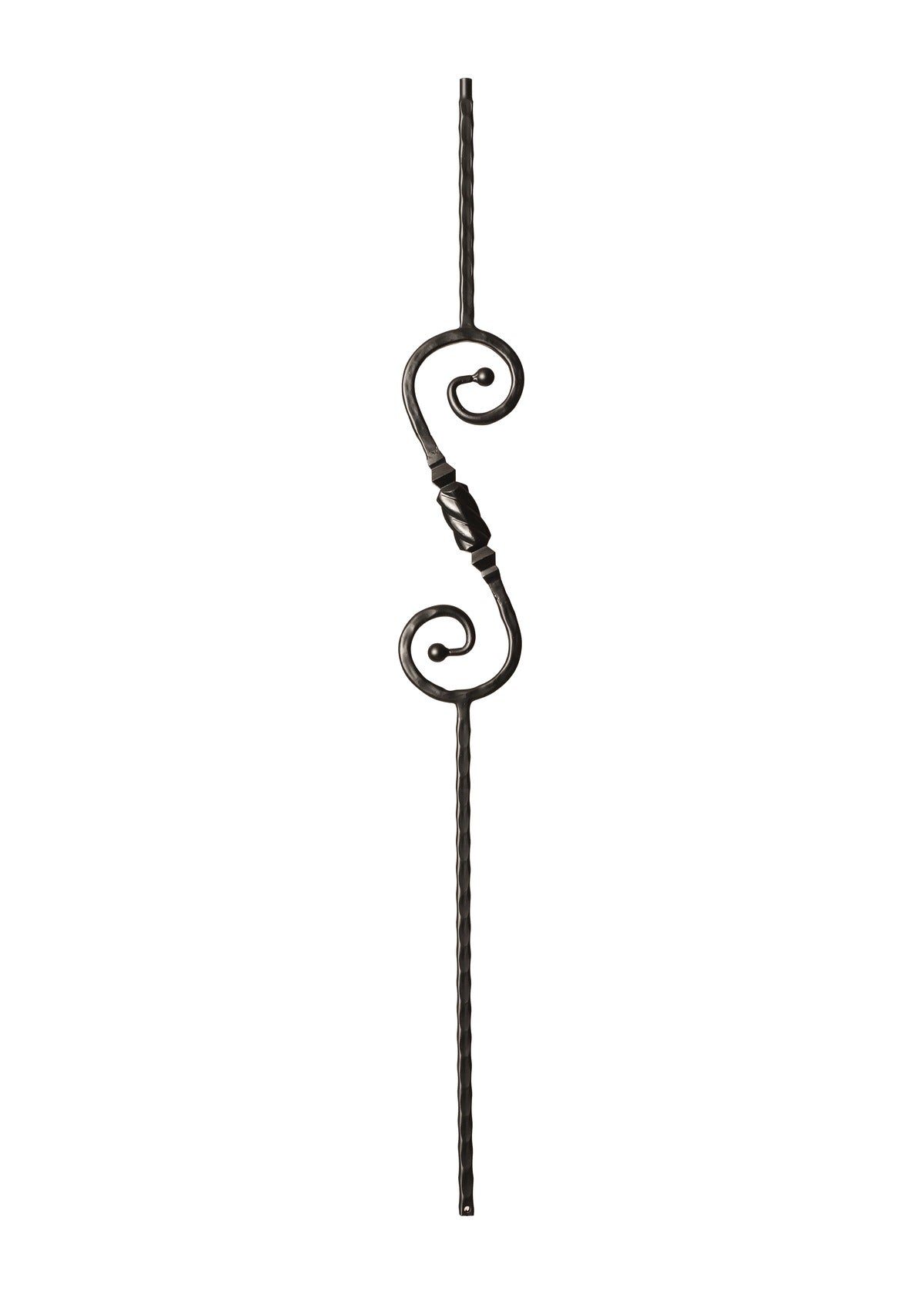 Iron Baluster 5" X 14.5" S Scroll and Knob with Hammered Face 9047-HF