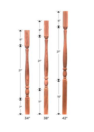 Sizes of Country Baluster 2110