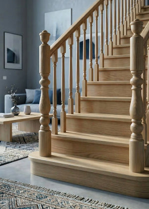 Simple Round Newel Post in Scandinavian Style Interior