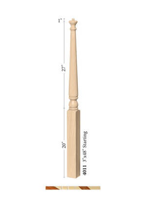Over the Post Starting Newel 4011 style dimensions