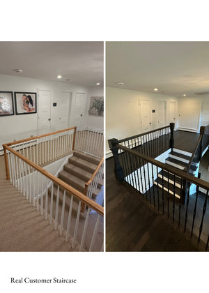 Simple Modern Newel Post NP012 Real Staircase (Before / After Renovation)