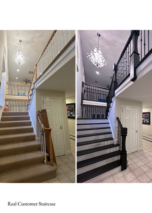 Simple Modern Newel Post NP012 Real Staircase (Before / After Renovation)