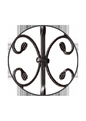 Iron Baluster Double Twist with Leaves 9005-TB - pattern close-up