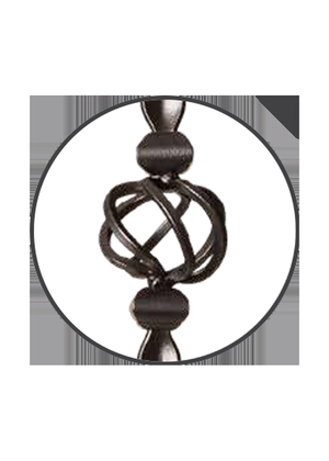 Iron Baluster Single Basket with Hammered Bar 9019-HG - pattern close-up