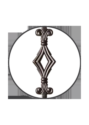 Iron Baluster Single Diamond with Hammered Face 9040-HF - pattern close-up