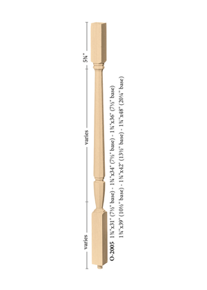 Octagonal Square Top Baluster O-2005 - Octagonal style dimensions